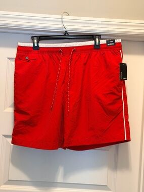 NWT Men MURANO Red X Large Swim Shorts Trunks 36” Waist w/o Stretch Water Style
